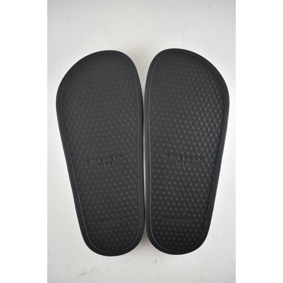 Givenchy Silver Rubber Black Logo Print Slide On Pool Sandal Flip Flop Flat 38 - Picture 12 of 12